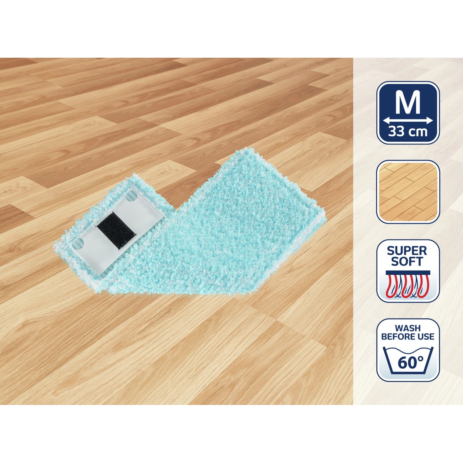 Leifheit Wischbezug Clean Twist M Ergo super soft, türkis, für empfindliche Böden. Wischbreite 33 cm.