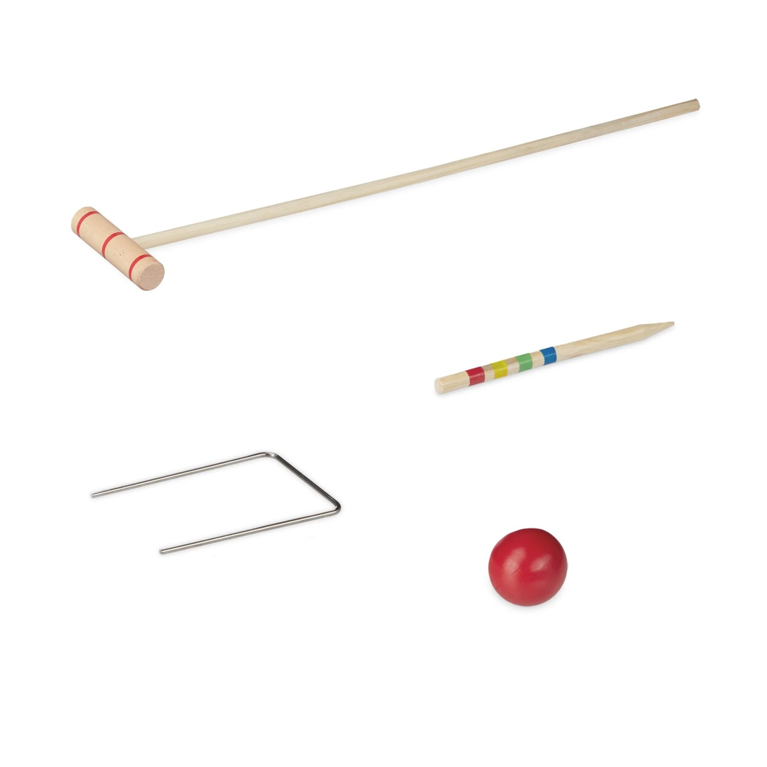 Relaxdays Krocketspiel Kirschholz Metall Mehrfarbig Komplettset 1,7 kg