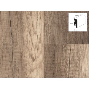 Sockelleiste Kiefer Vintage, 60 mm hoch, 260 cm lang, mit Holzstruktur.