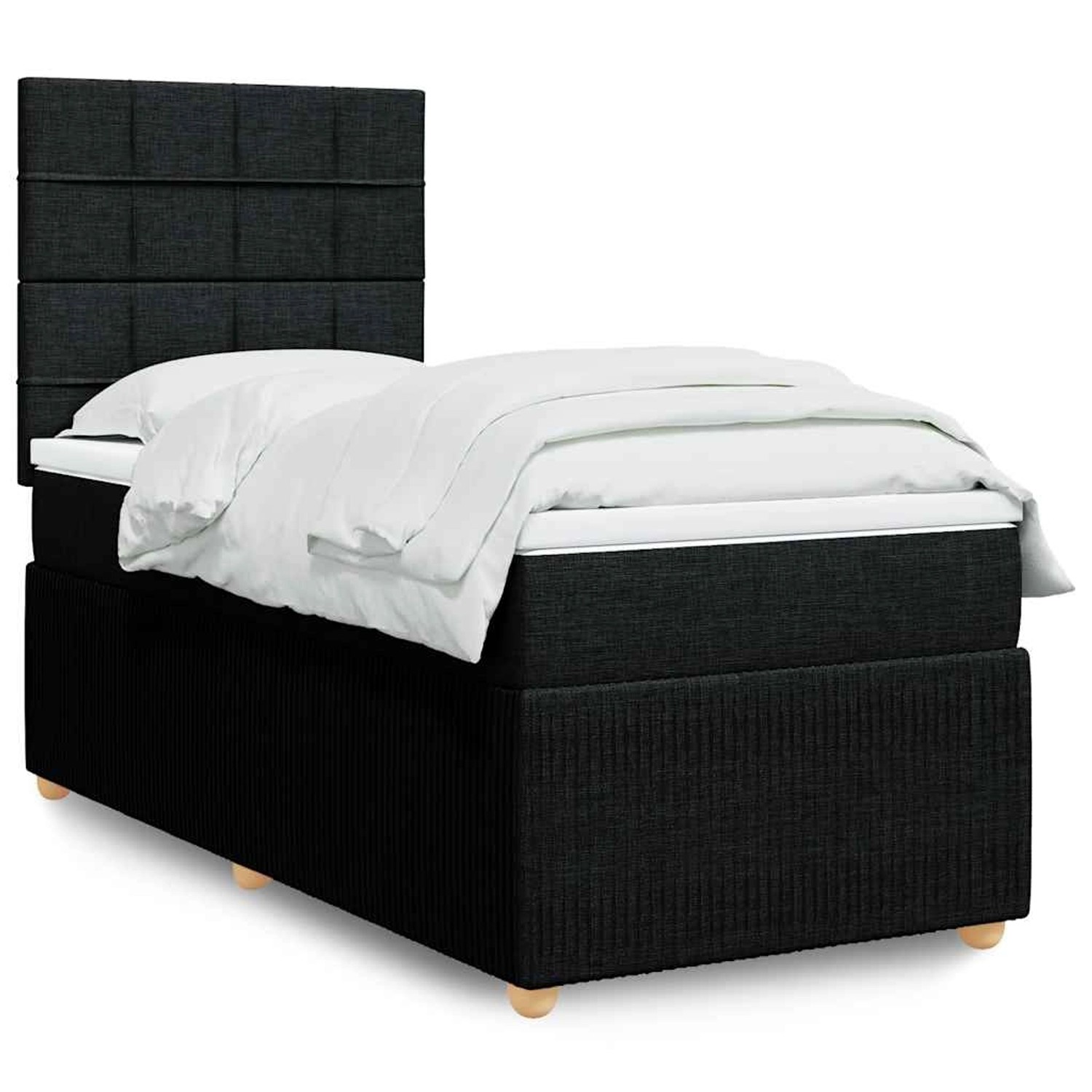 vidaXL Boxspringbett mit Matratze Schwarz 90x200 cm Stoff 3294241 günstig online kaufen