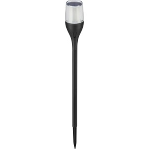 Schwarzer LED-Solarspieß mit Flammeneffekt, 64,5 cm hoch, für Garten und Terrasse.