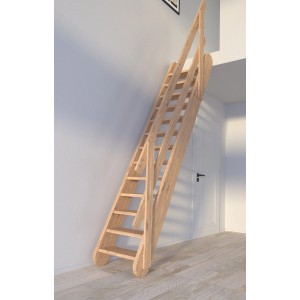 StarWood Treppe Samos Eiche mit Holzgeländer, Ansicht im Raum.