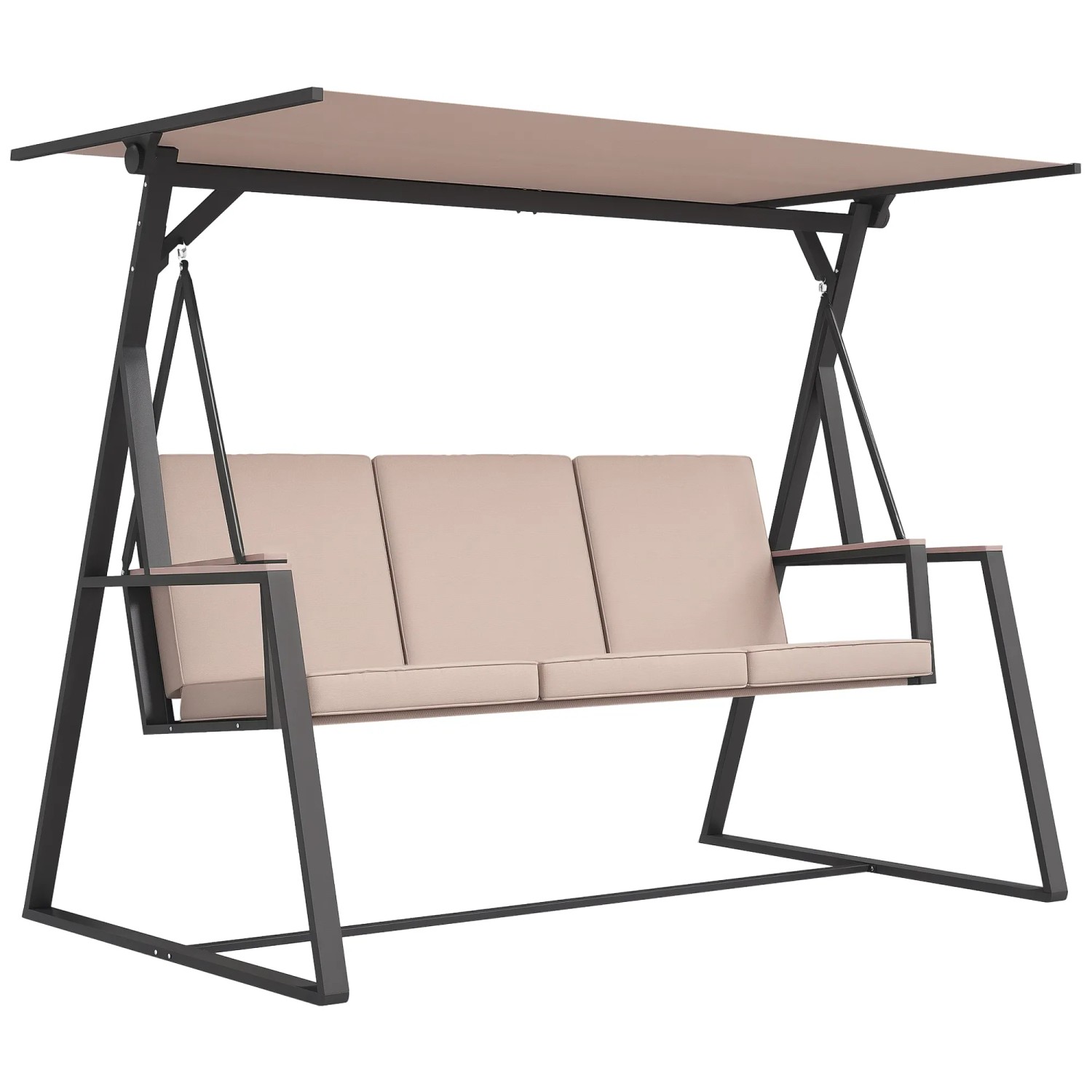 Outsunny Hollywoodschaukel 3-Sitzer Khaki 205 x 130 x 175 cm
