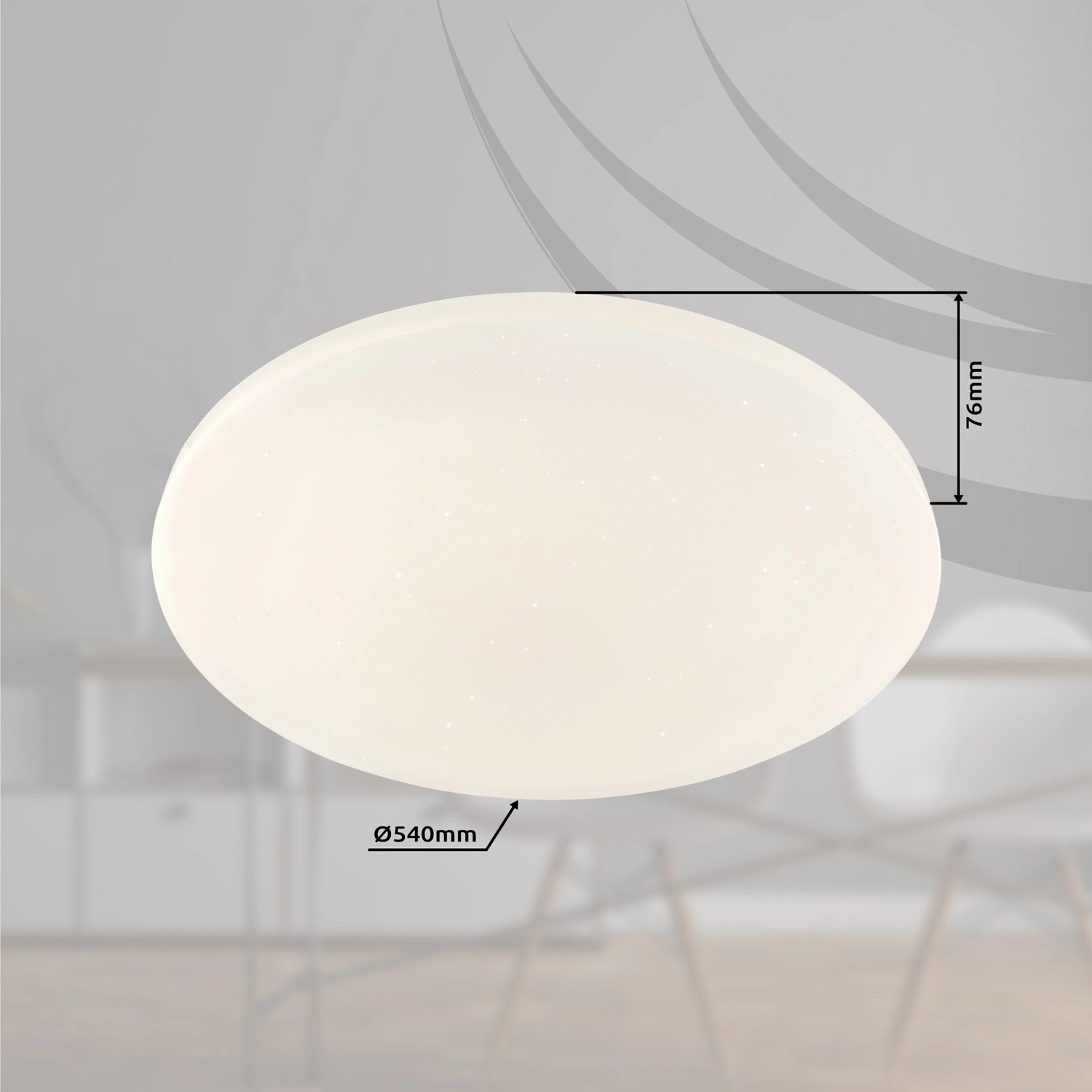 Weiße Globo LED-Deckenleuchte Sajama I, Ø 54cm, mit Sparkle Dekor. Dimmbar und per App steuerbar.