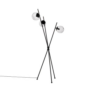 Lucande Stehlampe Sotiana 9639644 Retro Vintage Antik in Alu aus Glas 3-flammig E14 Wohnzimmerleuchte