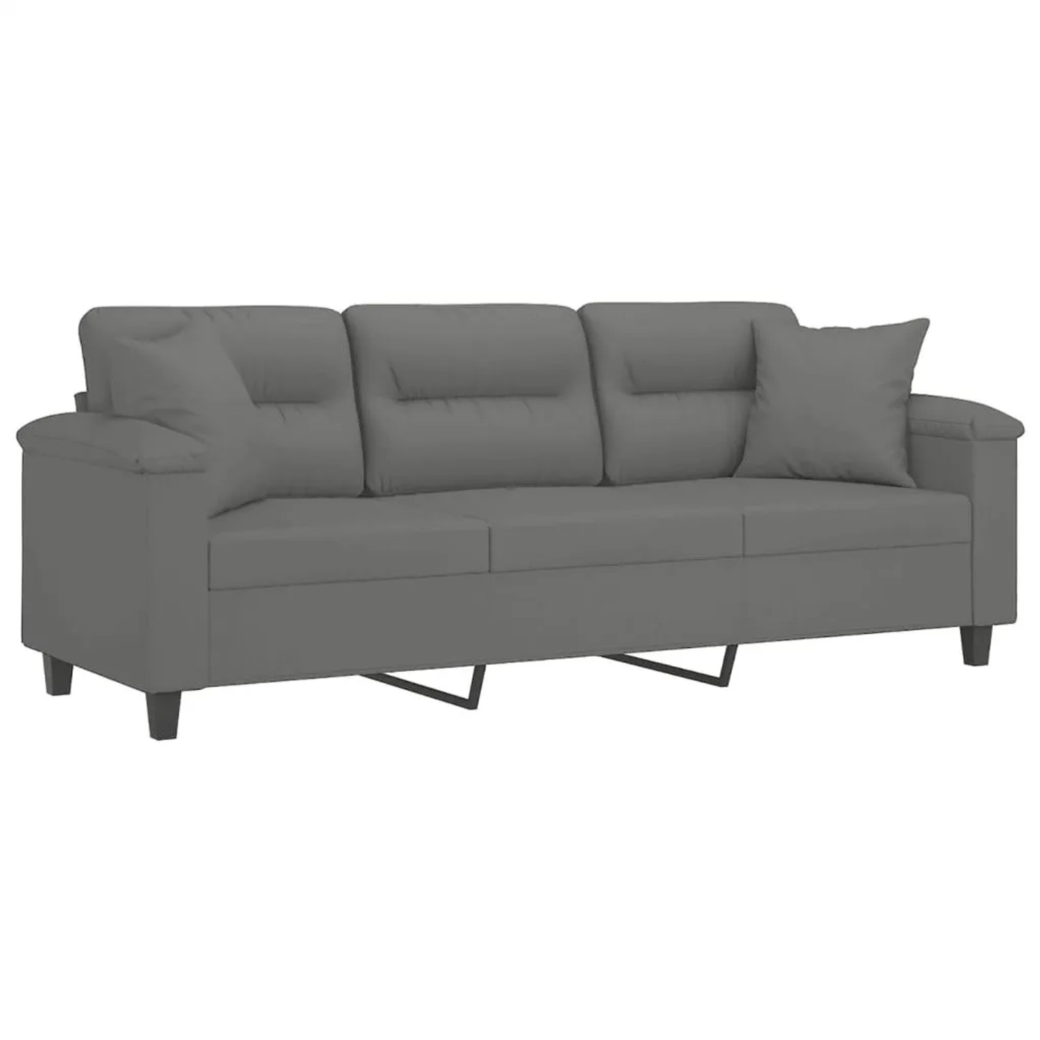 vidaXL 3-Sitzer-Sofa mit Kissen Dunkelgrau 180 cm Mikrofasergewebe 3200979 günstig online kaufen