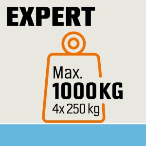 Grafik: OBI Metall-Schwerlast-Steckregal XL, max. Tragkraft 1000 kg (4x 250 kg) der Expert-Serie.