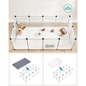 Feandrea Freigehege mit Bodenplatten 143 cm x 73 cm x 46 cm Weiß