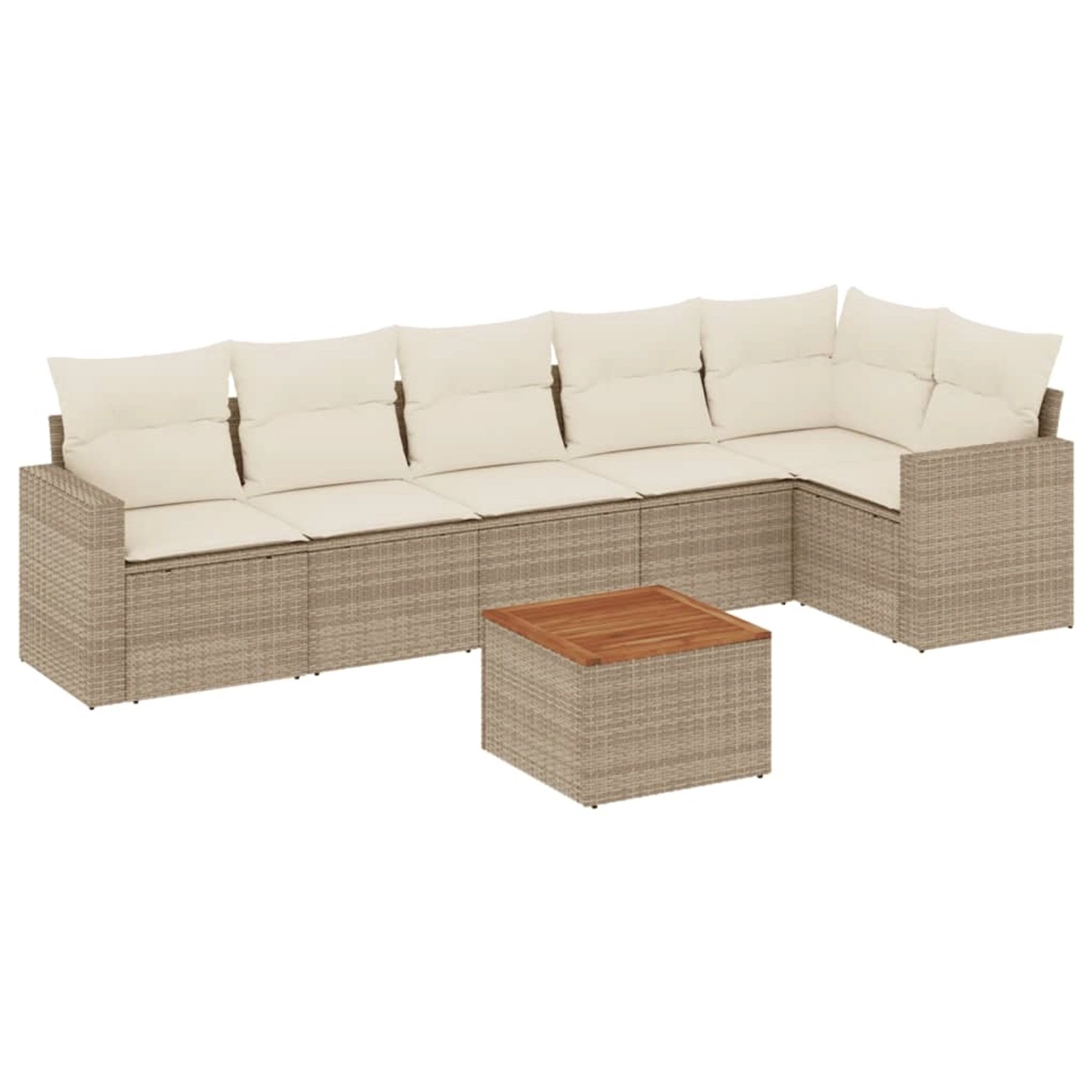 vidaXL 7-Tlg Garten-Sofagarnitur mit Kissen Beige Poly Rattan 3256464 günstig online kaufen