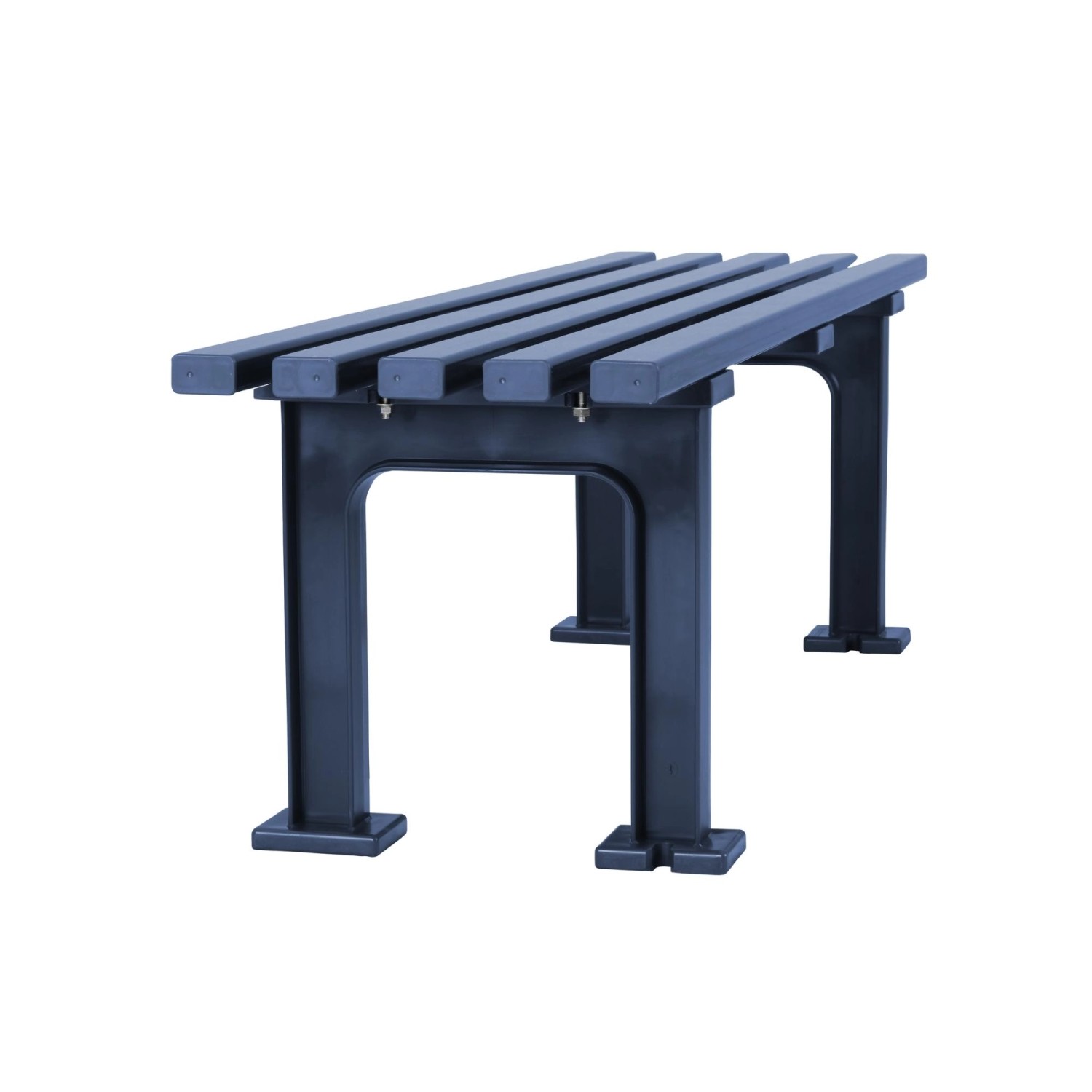 Blaue PROREGAL Gartenbank Kuba für 3 Personen, aus witterungsbeständigem Kunststoff. Sitzbank ohne Lehne.