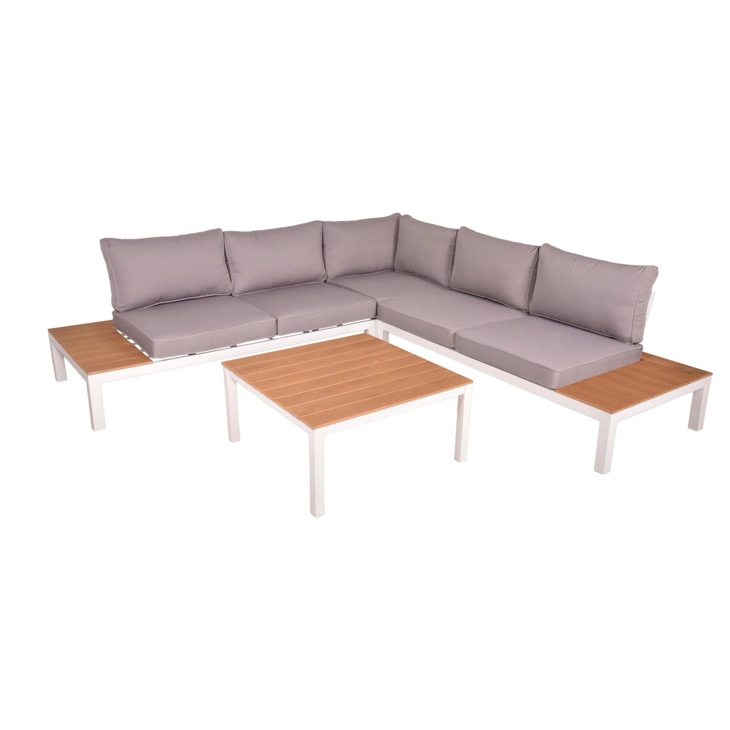 DELUKE Gartenloungeset ALVAR 4-tlg. Kunststoff Grau Gartenmöbel Set Garten Loungegruppe Lounge-Set Pool Loungegarnitur