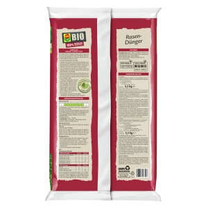Verpackung Compo Bio-Rasendünger Unkraut & Moos Stopp, 5,5 kg für ca. 110 m² Rasenfläche.