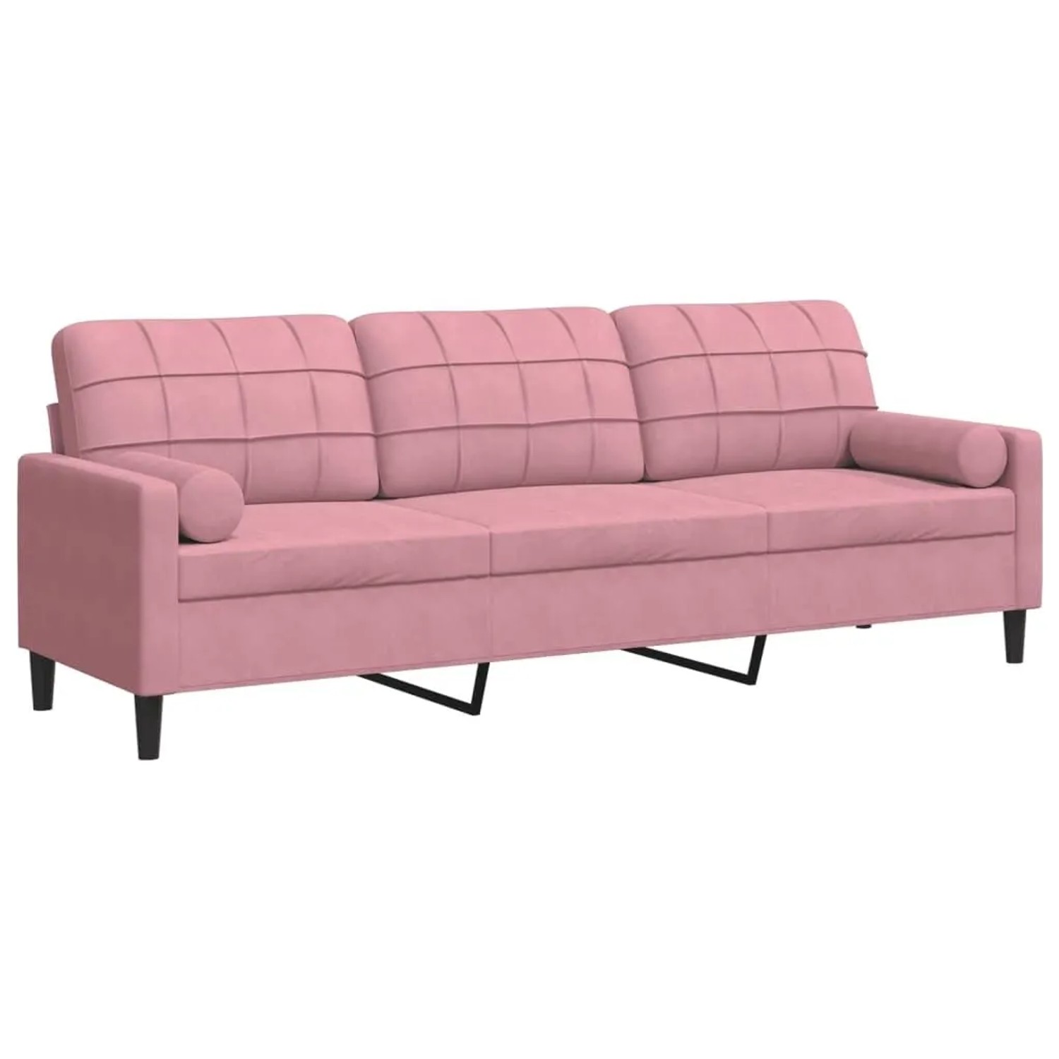vidaXL Sofa 3-Sitzer mit Zierkissen Rosa 210 cm Samt 3278242