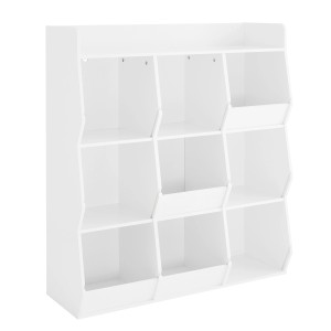 Weißes SoBuy Bücherregal/Kinderregal mit 9 offenen Fächern und Ablage.