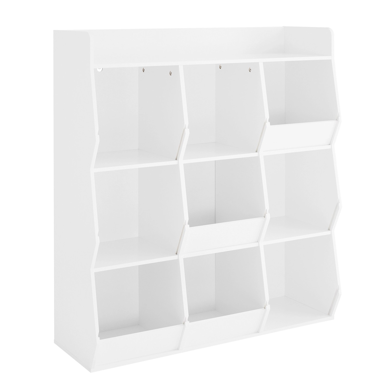 SoBuy Bücherregal Kinderregal mit 9 Offenes Fach und 1 Ablage Weiß 95x105x3 günstig online kaufen