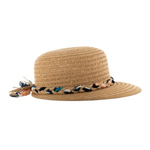 Beiger Blackfox Damenhut Jeanne aus Stroh mit Zierband, Gartenbekleidung.