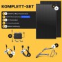 Solakon Balkonkraftwerk Komplettset: 2 schwarze Solarmodule, 800W Wechselrichter, Kabel & Balkonhalterung.