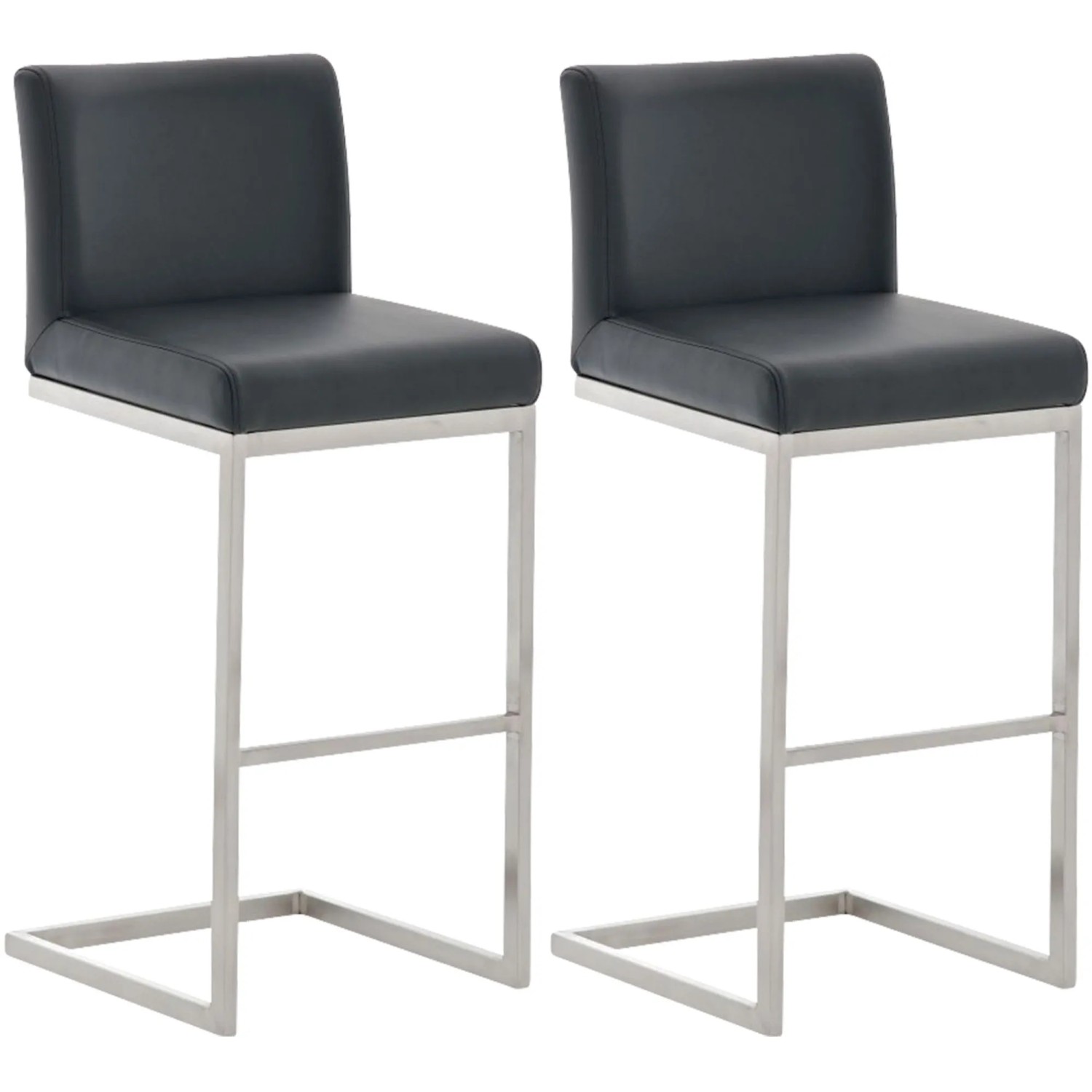 CLP 2er Set Barhocker Paros Kunstlederbezug Schwarz