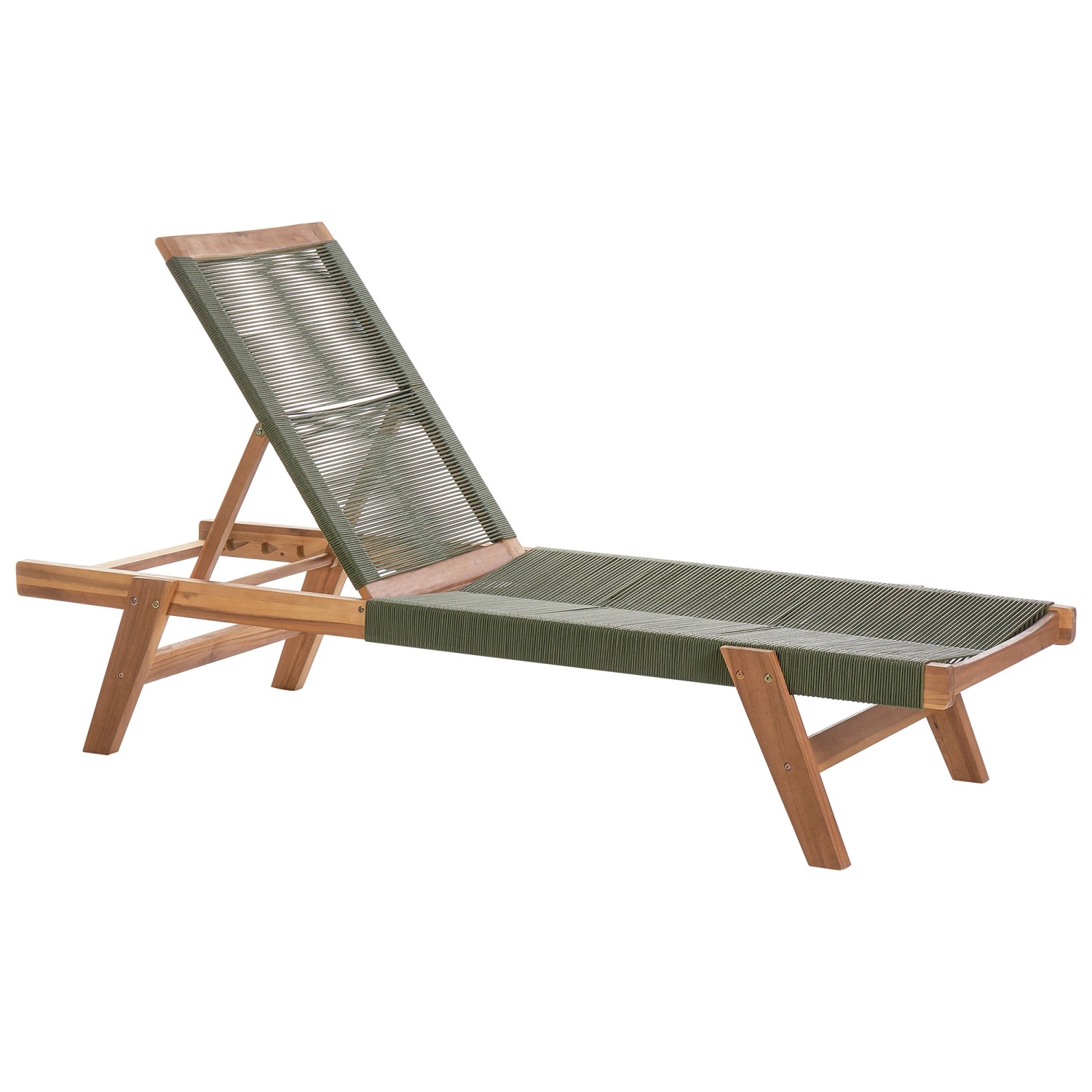 Beliani Gartenliege Grün Heller Holzfarbton 190x64x35