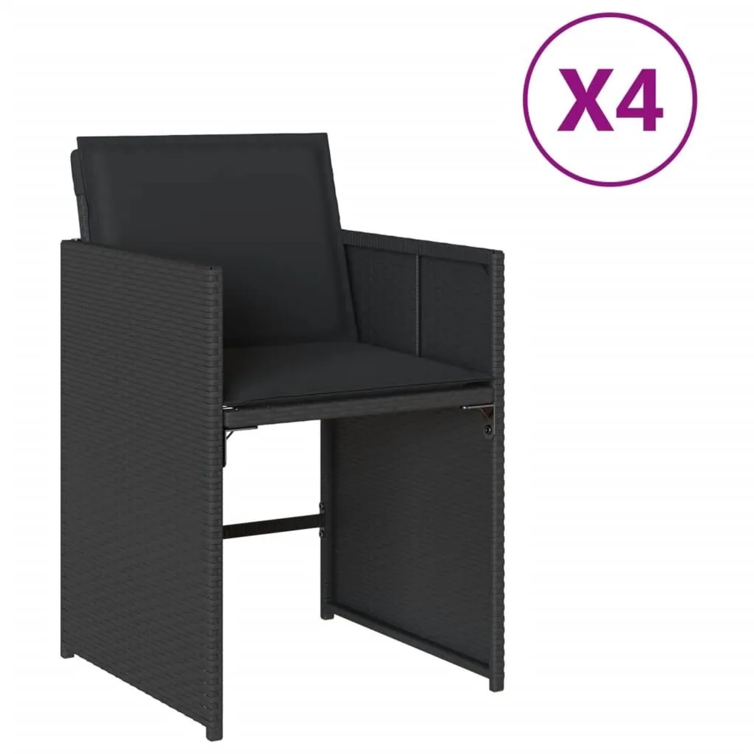 Furnicato Gartenstühle Mit Kissen 4 Stk Schwarz Poly Rattan