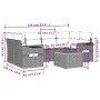 vidaXL 7-tlg. Garten-Sofagarnitur Grau Poly Rattan mit Kissen und Tisch. Gartenmöbel für Terrasse und Garten.