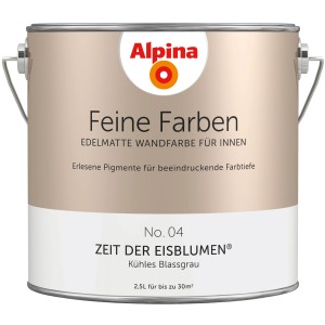 Alpina Feine Farben No. 4 Zeit der Eisblumen, blaugraue, edelmatte Wandfarbe im 2,5 l Eimer.