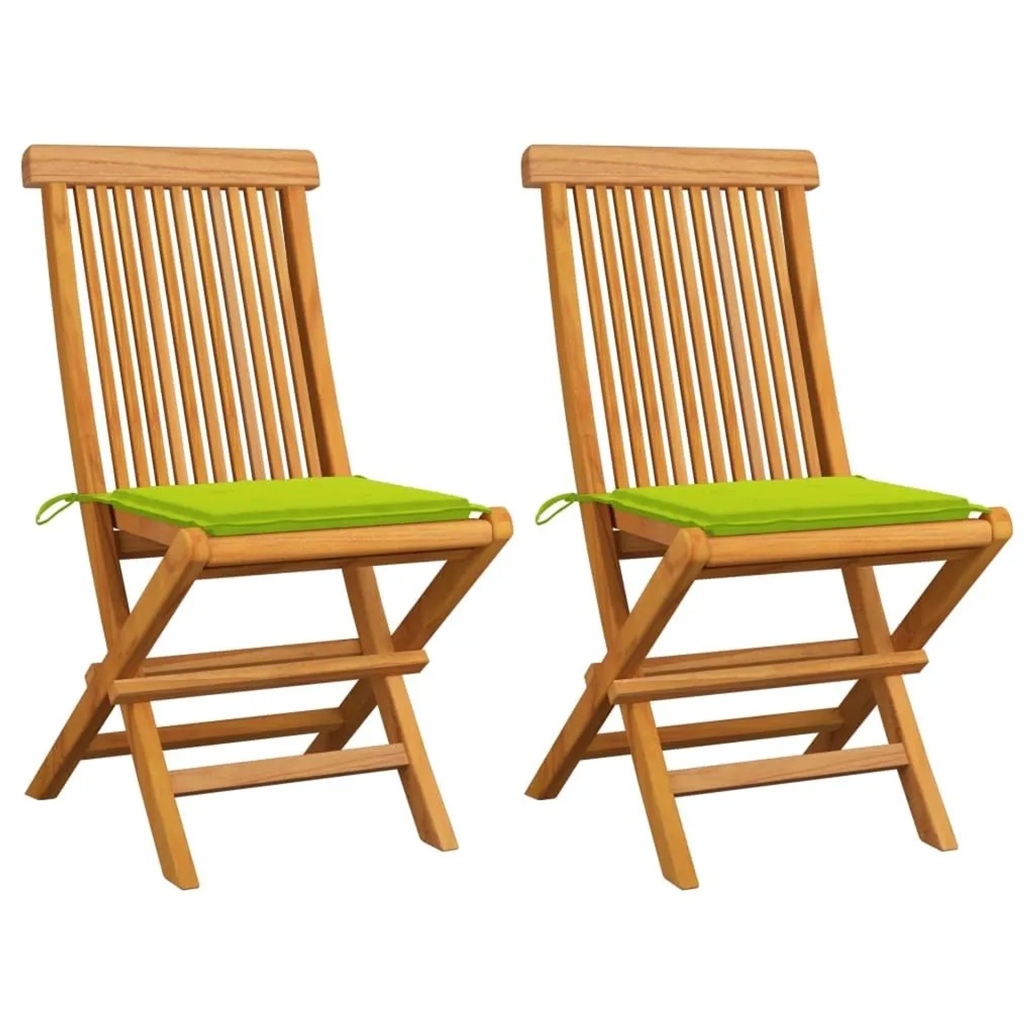 vidaXL Gartenstühle mit Hellgrünen Kissen 2 Stk Massivholz Teak 3062471 günstig online kaufen