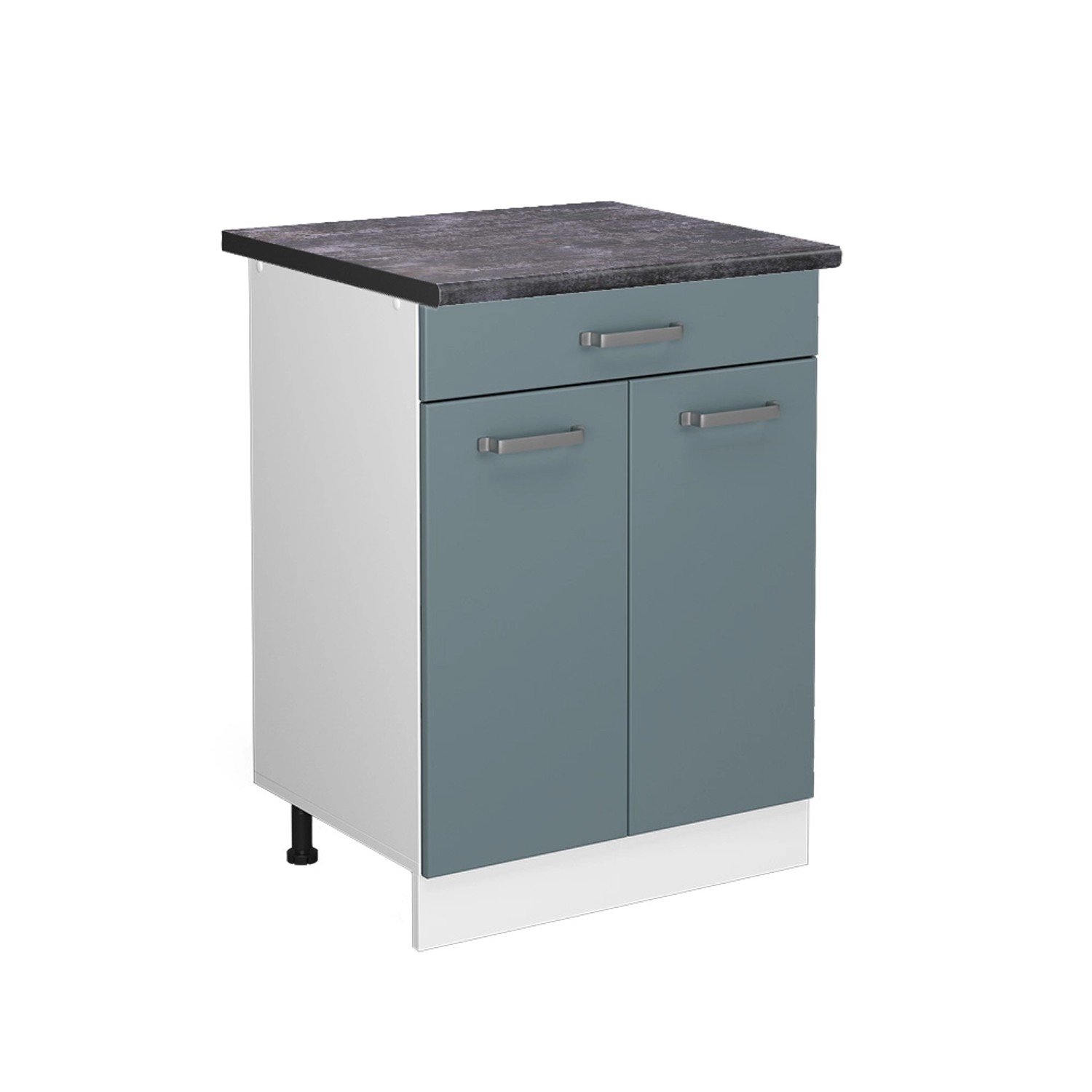 Vicco Küchenunterschrank R-Line Blau-Grau/Weiß 60 cm mit Schublade AP Anthrazit