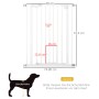 Weißes PawHut Hunde Türschutzgitter mit Katzenklappe (16x25,8 cm), Schließautomatik. 91,4 cm hoch, 74-80 cm breit.