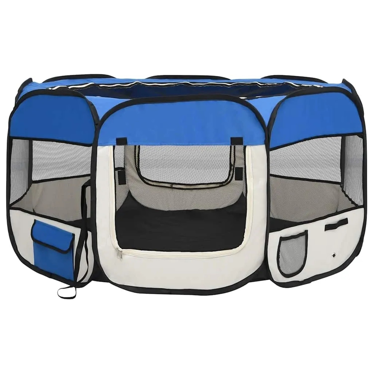 vidaXL Faltbarer Welpenlaufstall mit Tragetasche Blau 125x125x61 cm 171015