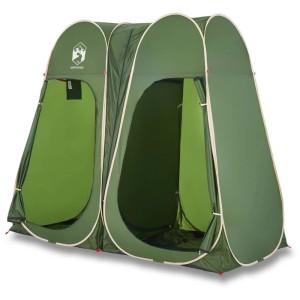 Grünes Pop-Up Sichtschutzzelt für Camping. Wasserdichtes Umkleidezelt aus Polyester mit zwei Eingängen.