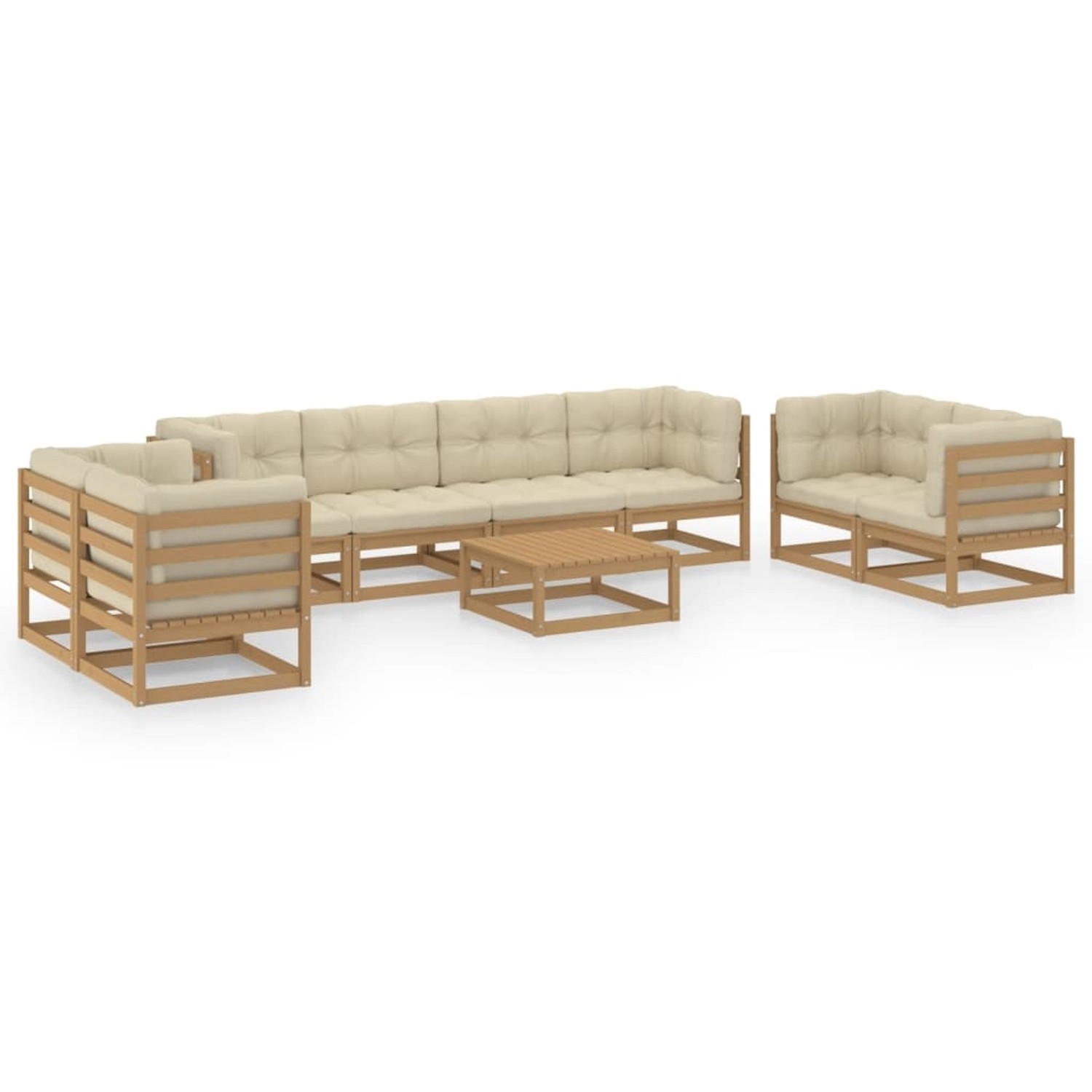 9-tlg. Garten-lounge-set Mit Kissen Kiefer Massivholz günstig online kaufen