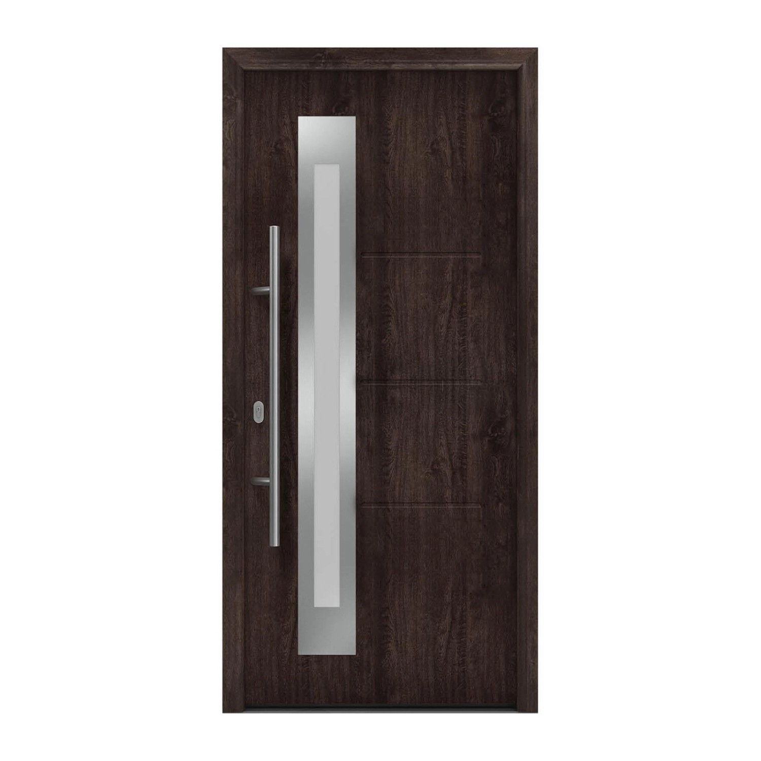 EcoStar Haustür Isopro IP 780S Eiche Dunkel 110 cm x 210 cm DIN L günstig online kaufen