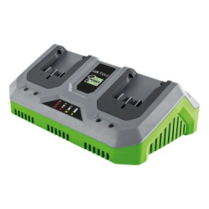 LUX 20V Doppel-Schnellladegerät für 1 PowerSystem Akkus, grau/grün.