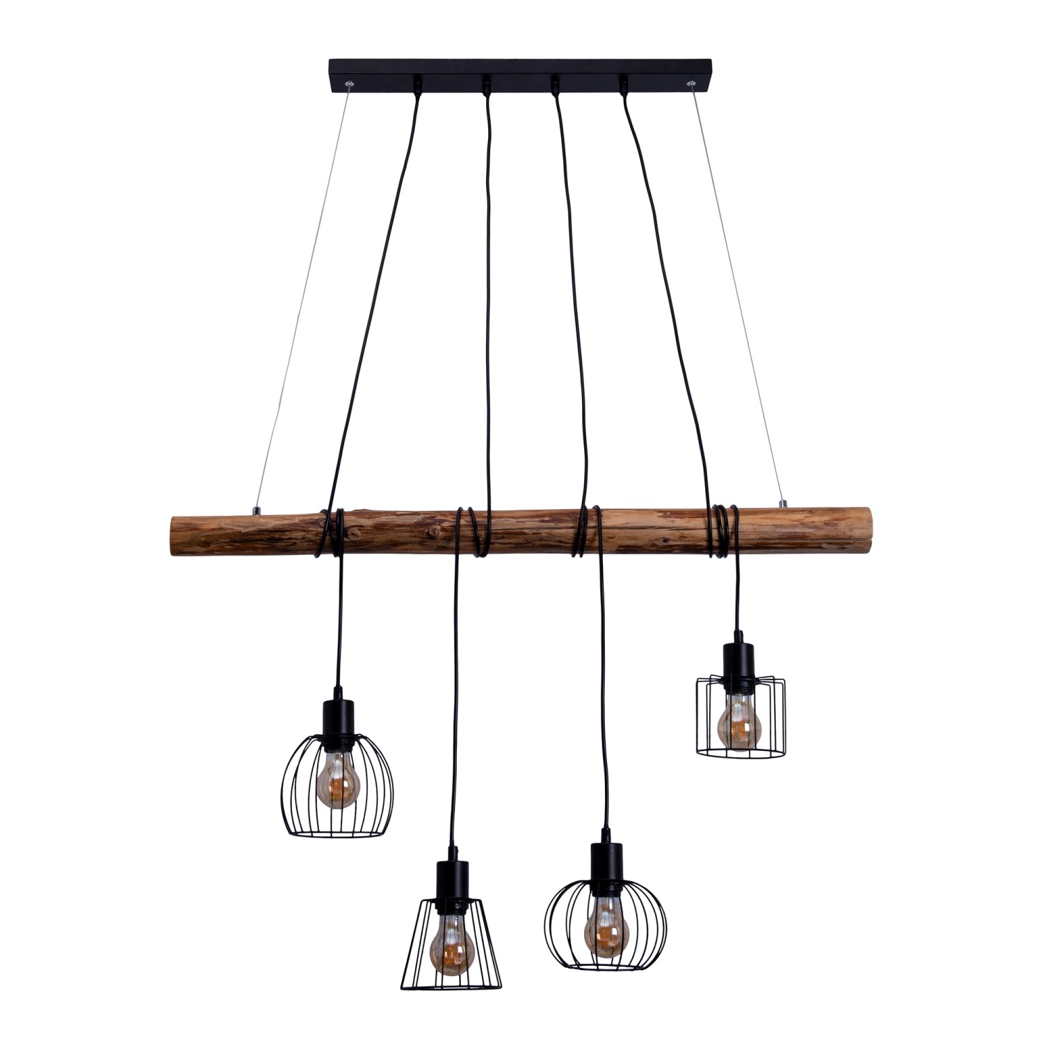 Näve Pendelleuchte Woodland Schwarz 150 cm x 100 cm x 13 cm 4er-Set