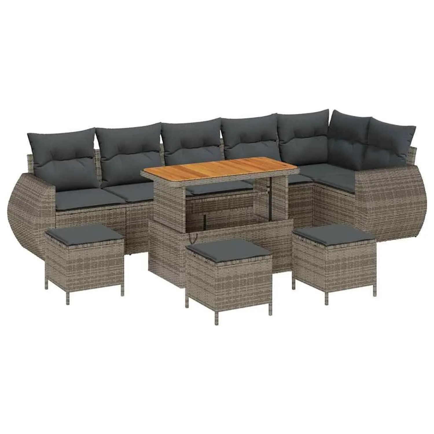vidaXL Gartensofa-Set mit Kissen mit Speicher 10 Stk Grau Poly Rattan 33638 günstig online kaufen