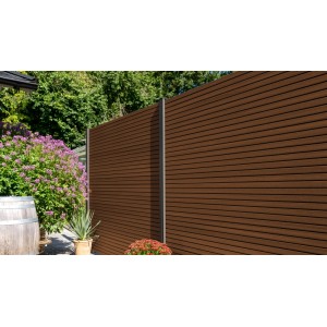GartenLand WPC Zaun Set Shadowline ca. 180 x 180 cm Sichtschutz Steckzaun Ipê Ohne Pfosten