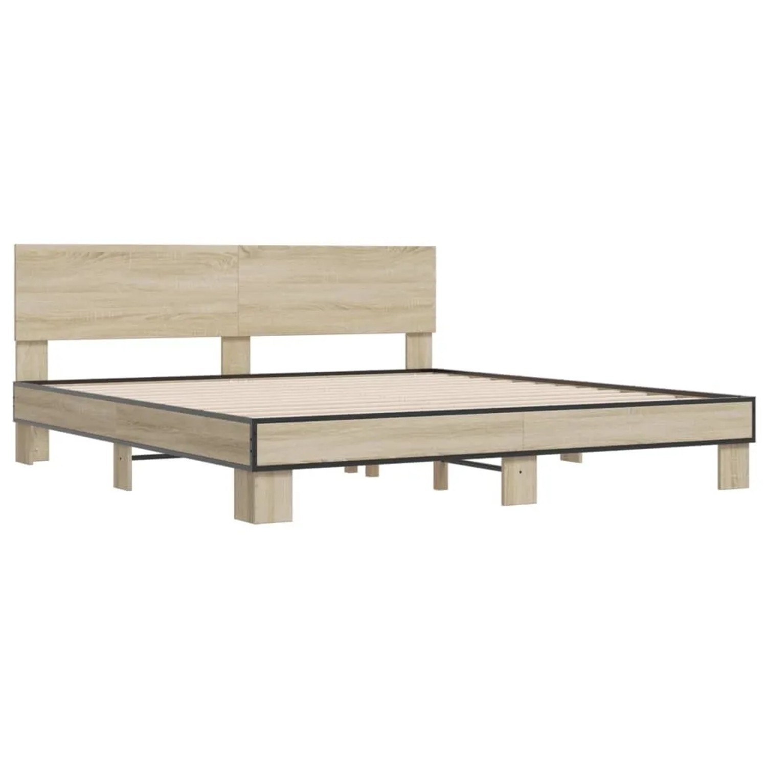 vidaXL Bettgestell Sonoma-Eiche 200x200 cm Holzwerkstoff und Metall 3280173 günstig online kaufen