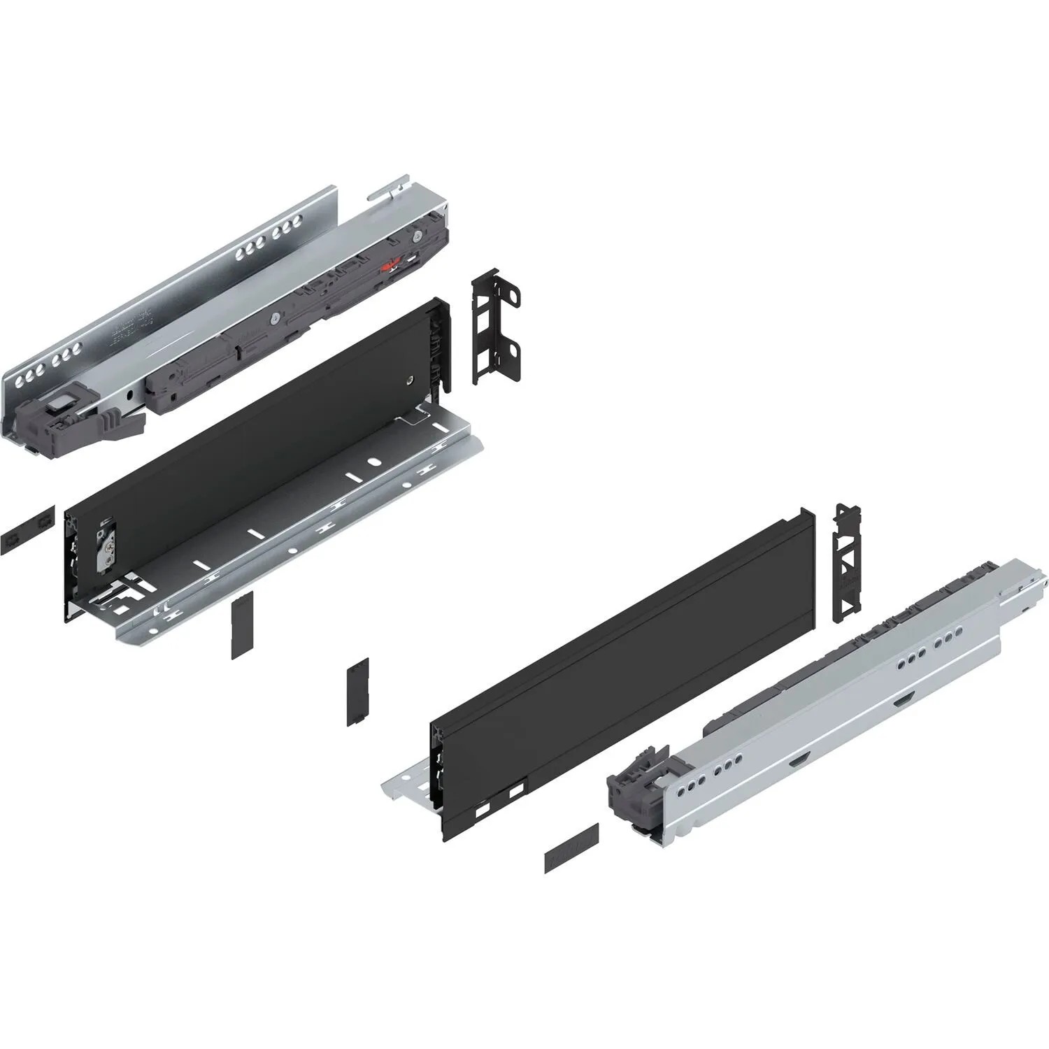 Blum Legrabox Pure Set Höhe N Tip-On Vollauszug 350 mm 40 kg Carbonschwarz 1 Paar