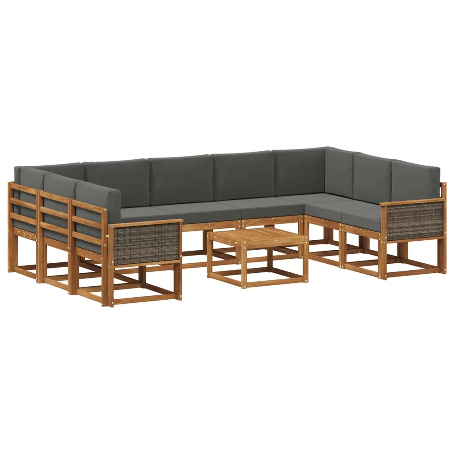 vidaXL Outdoor-Sofagarnitur mit Kissen 10 Stk Natur und Anthrazit 3385548