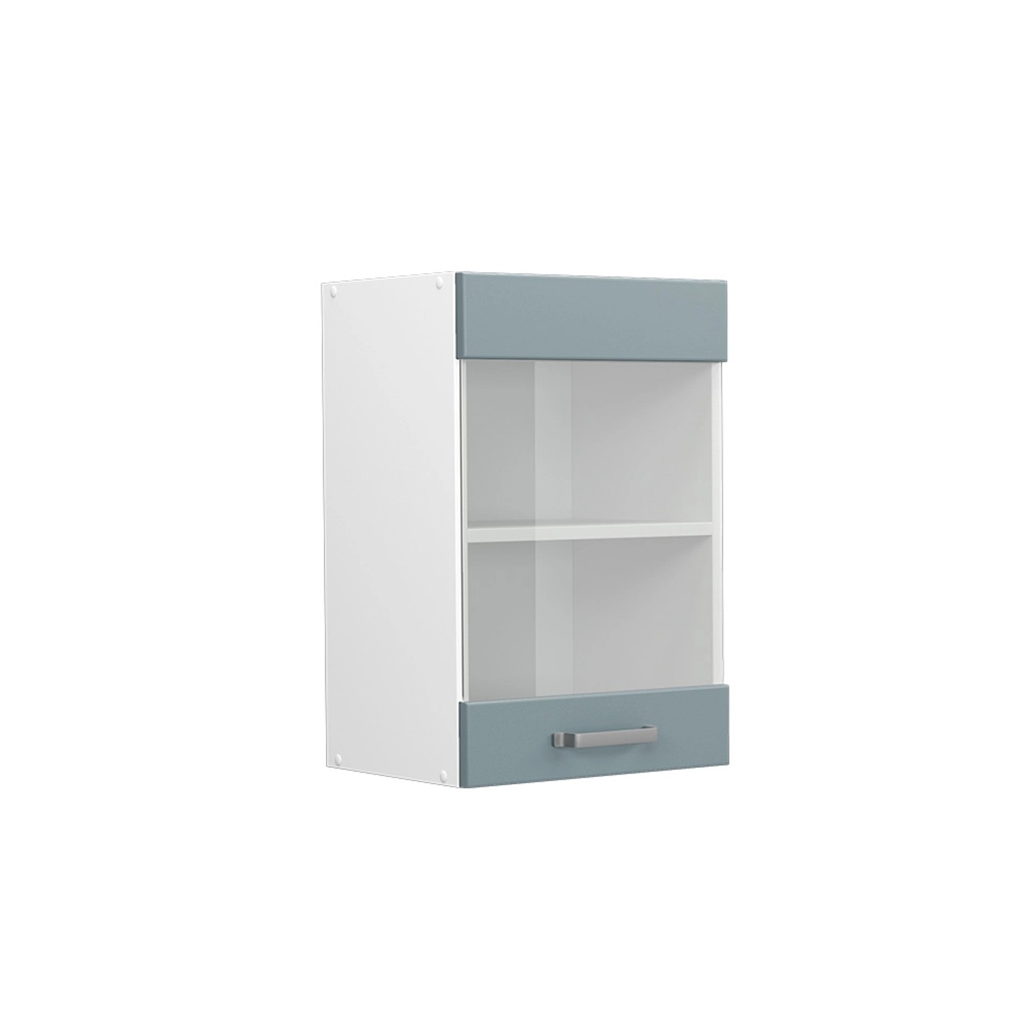 Vicco Küchenglasschrank R-Line Glashängeschrank Blau-Grau/Weiß 40 cm