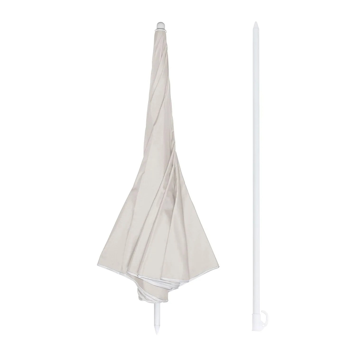 Sekey Sonnenschirm 160cm, beige, mit Hülle und teilbarem Mast für Garten, Balkon und Strand.