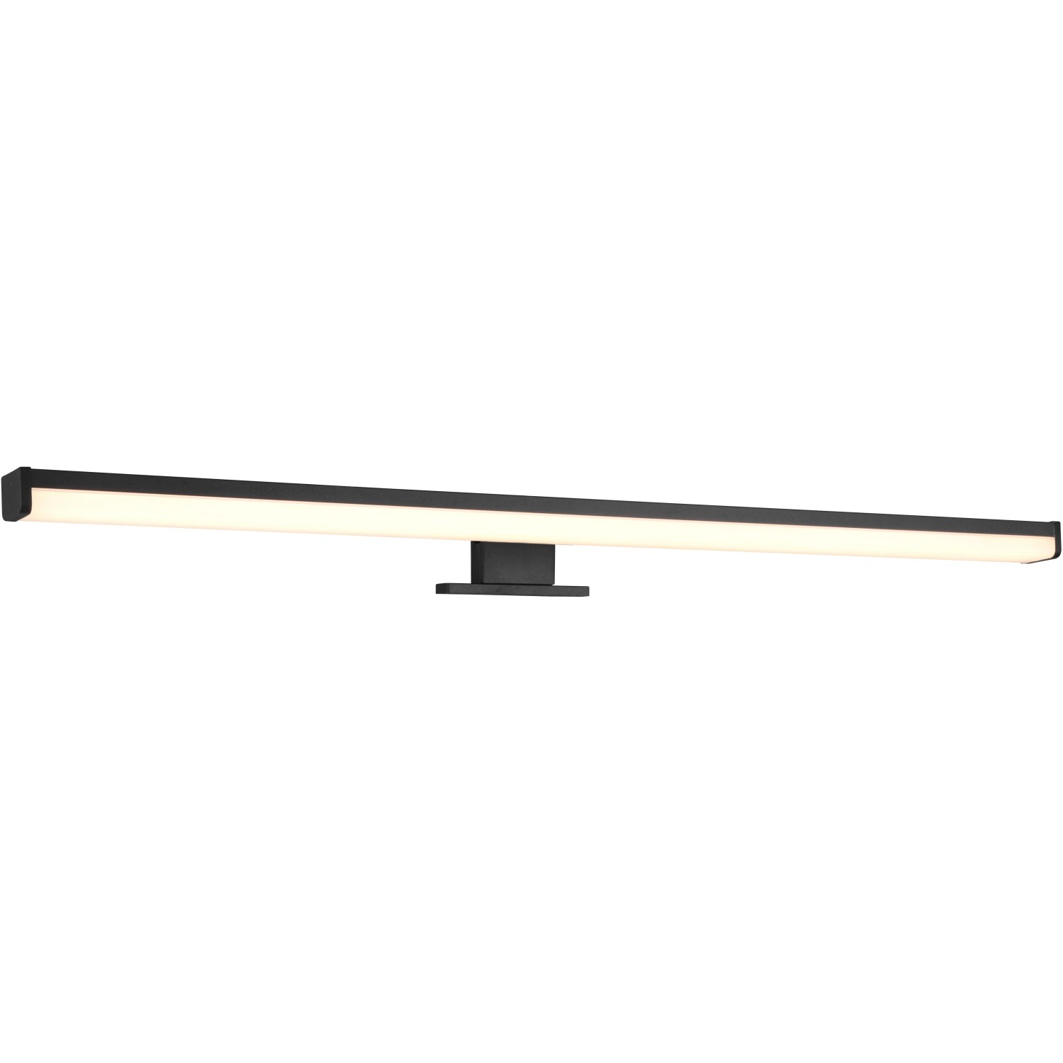 Schwarze, matte Trio LED-Wandleuchte Lino, 600 mm breit, für Bad und Wohnraum.