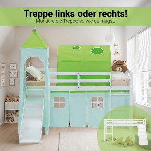 Homestyle4u Kinder Hochbett 90x200 Rutsche Lattenrost Grün Kinderbett 2977