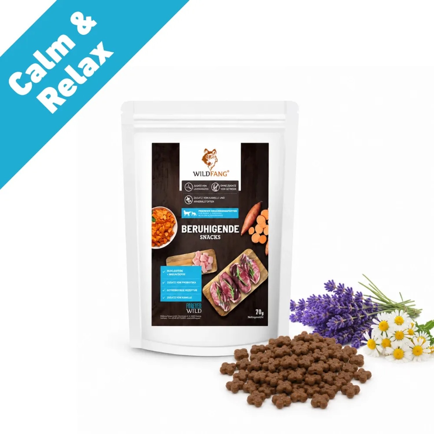 Wildfang Beruhigende Snacks mit Ente & Huhn Getreidefrei 1 x 70 g