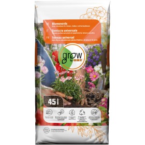 GROW by OBI Blumenerde 45L: Universalerde für Zimmer-, Balkon- und Gartenpflanzen.