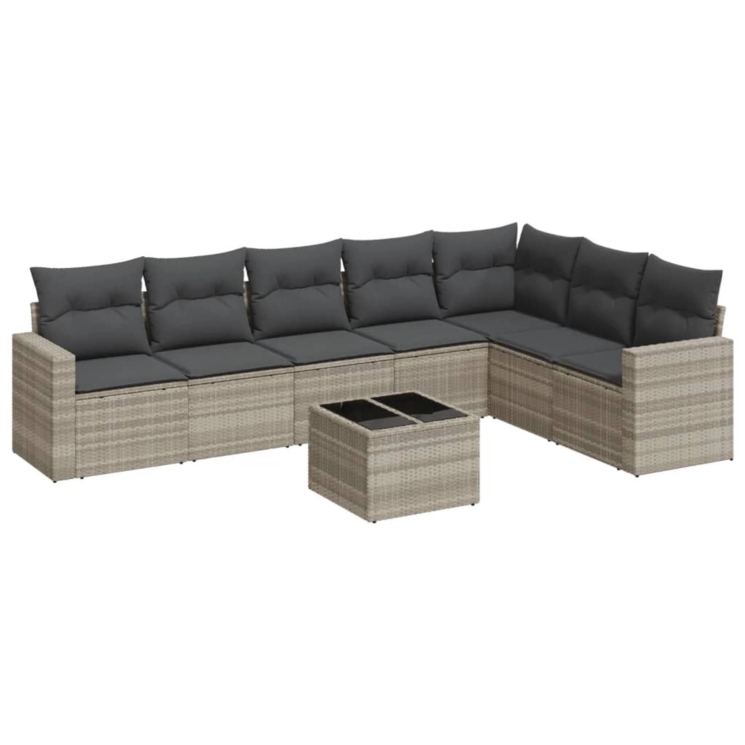 vidaXL 8-tlg Garten-Sofagarnitur mit Kissen Hellgrau Poly Rattan Modell 1