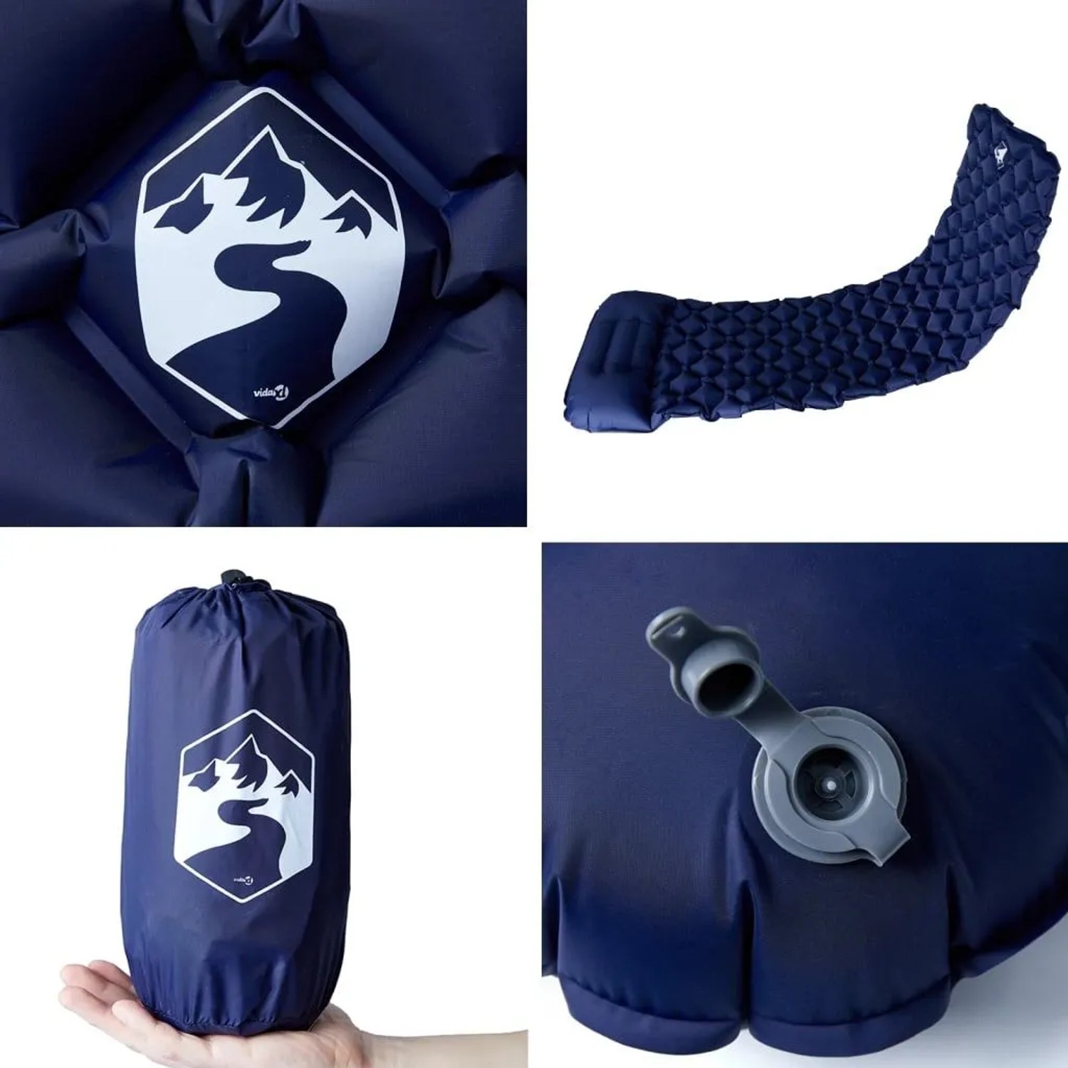 vidaXL Aufblasbare Isomatte mit Kissen Marineblau 4007112_5