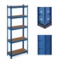 Relaxdays Schwerlastregal 5 Ebenen Stahl MDF Blau 180 cm x 70 cm x 30 cm Traglast 500 kg