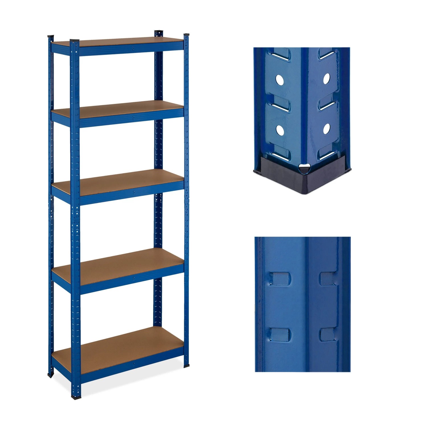 Relaxdays Schwerlastregal 5 Ebenen Stahl MDF Blau 180 cm x 70 cm x 30 cm Traglast 500 kg
